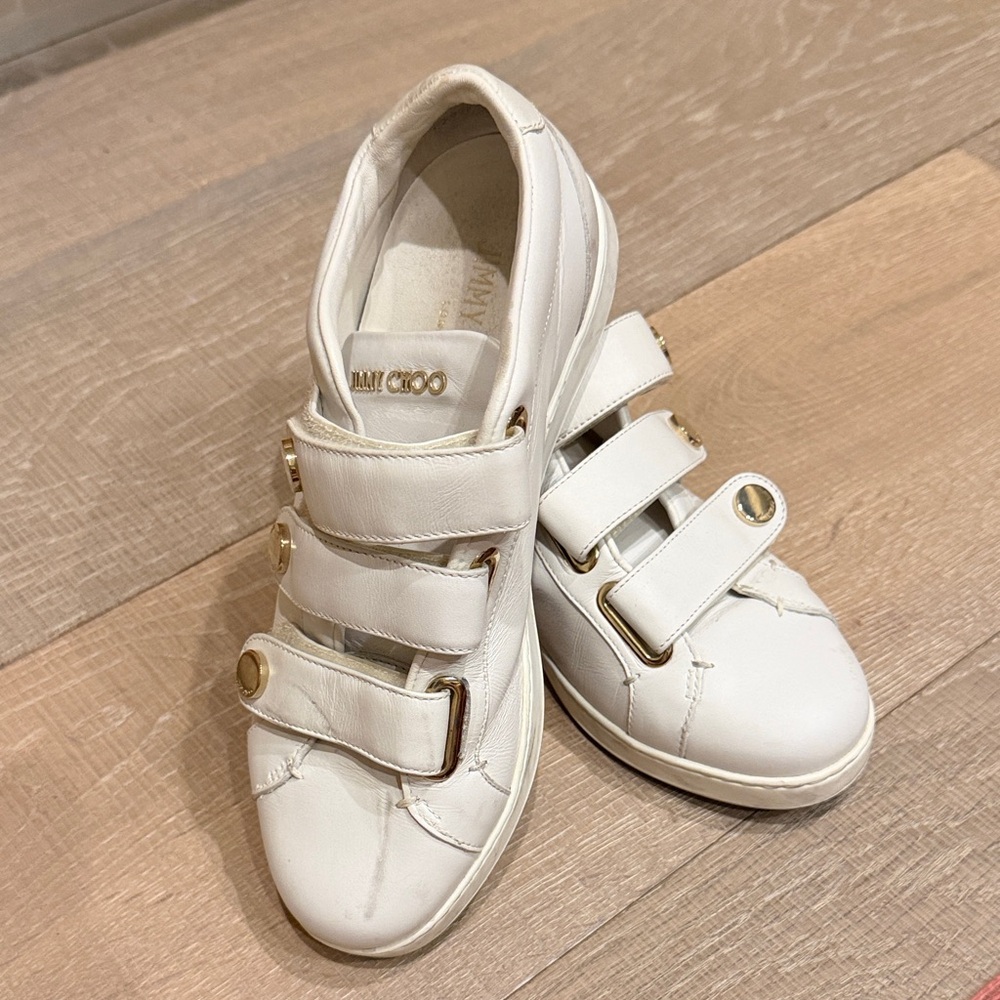 Jimmy Choo White Sneakers with Gold Details